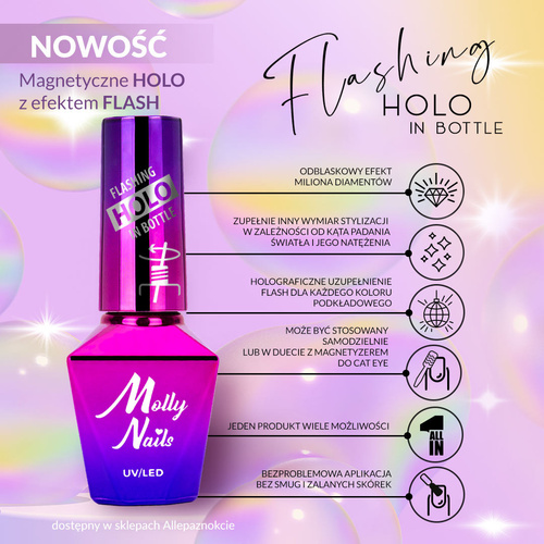 Lakier hybrydowy Molly Nails Flashing Holo in Bottle 8g