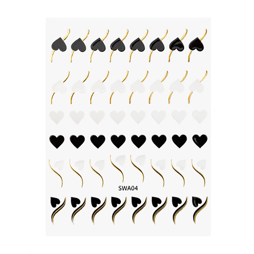 SWA04 Self-Adhesive Heart-Shaped Nail Stickers MollyNails