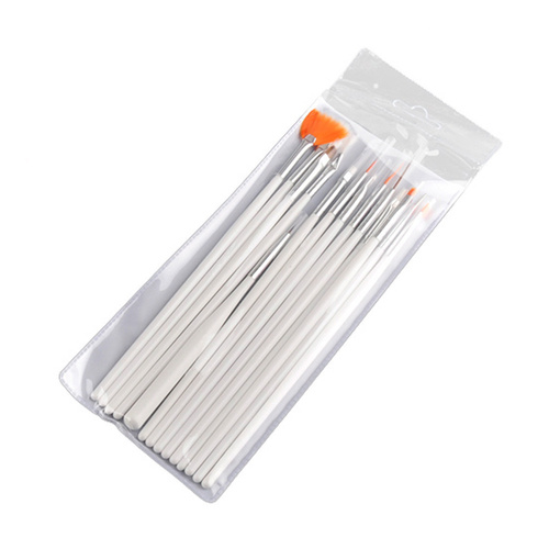 Pinceaux pour gel acrylique et décorations, blancs, 15 pièces