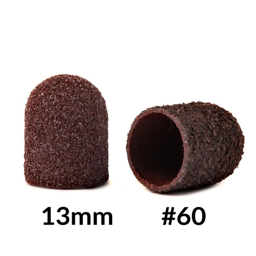 Schleifkappen für die Pediküre mit Baumwollkern, 13 mm, Körnung 60, braun, AlleMed, 10 Stück