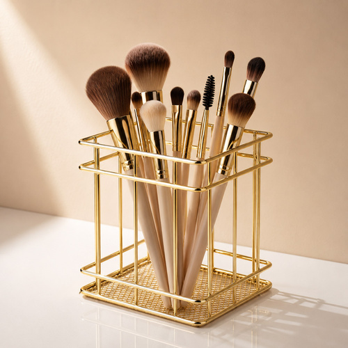 Stojak organizer pojemnik na pędzelki gold Nr 4
