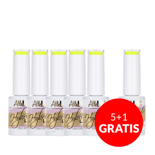 5 + 1 gratuit Vernis hybride AlleLac Fanaberia Collection Neon 5 g n° 24