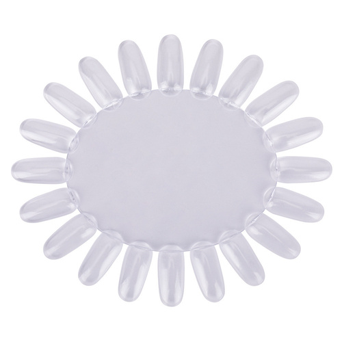100 unidades. Muestra expositora con forma de sol para geles, esmaltes híbridos y polvos, transparente, con 20 puntas