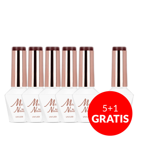 5+1gratis Lakier hybrydowy MollyNails Elite Women Burgundy HEMA/Di-HEMA Free 8g Nr 41