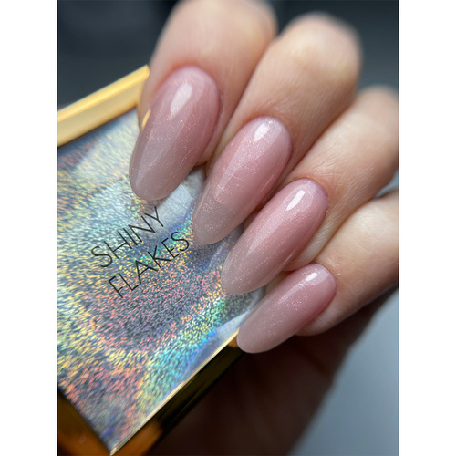Gel de renforcement pour ongles sans HEMA/Di-HEMA, à l'huile d'arbre à thé MollyLac HerbaLine Shiny Flakes by Gosia Kruś 50 g