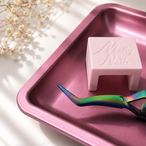 10+1 безкоштовно Металева підставка для інструментів MollyNails, прямокутна, рожева