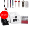 20 pieces No Name 15W manicure milling machine with a set of white DM298 milling cutters, 20,000 rpm