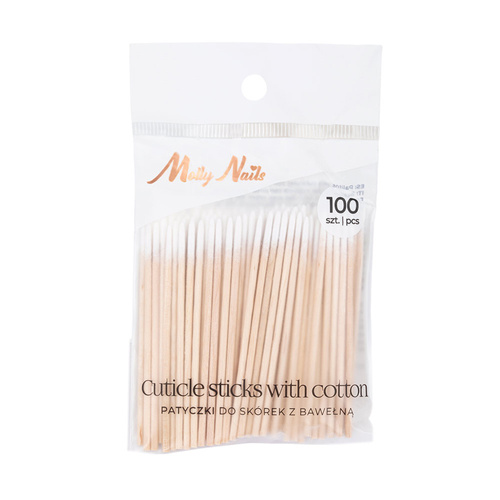 Дерев'яні ватні палички Molly Nails, 7 см, 100 шт.