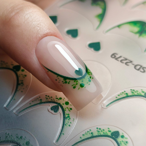 Selbstklebende 5D-Nagelaufkleber / French / Französische Smile-Linie, 20 Stück, grün, SD-2279