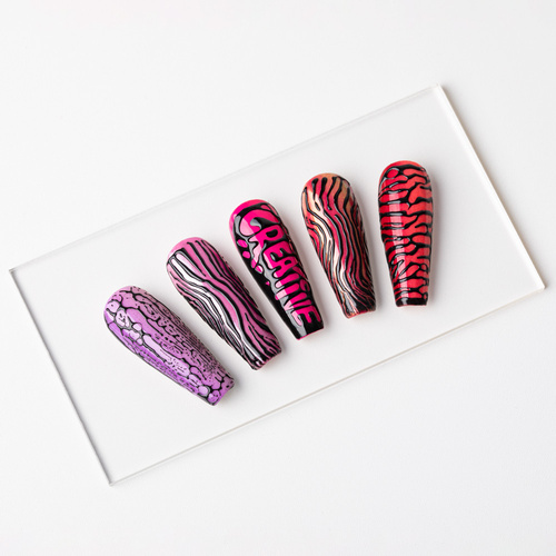 10 + 1 gratuit Creative Flow Color Gel  - gel créatif pour NailArt permettant de réaliser des motifs fondants et délicats Molly Nails Red, sans HEMA/Di-HEMA, 5 g