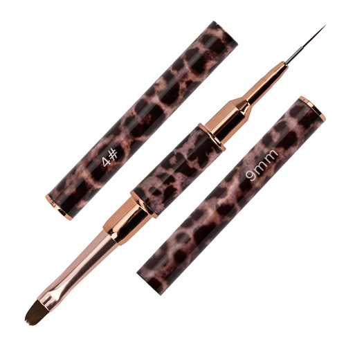 Pincel doble cara para gel n.º 4, ovalado, y para decoraciones de 9 mm con estampado de leopardo, marca No Name