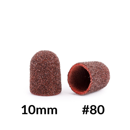 Capuchones abrasivos para pedicura con interior de algodón, 10 mm, grano 80, marrones, AlleMed, 10 unidades