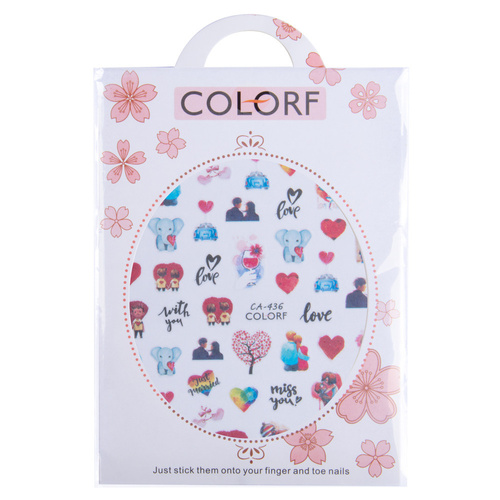 Adhesivos finos para uñas con motivos de San Valentín CA-436