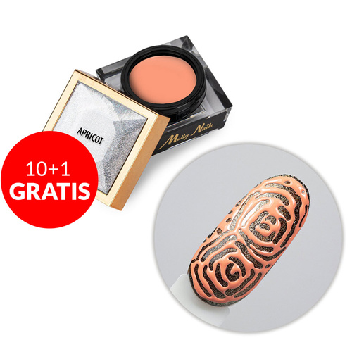 10+1 gratis Creative Flow Color Gel – kreatives NailArt-Gel für den Effekt von verlaufenden, weichen Mustern MollyNails Apricot HEMA/Di-HEMA-frei 5 g
