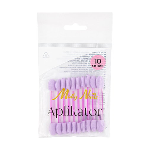 100sztuk Aplikator pacynka do wcierania pyłków Molly Nails fioletowy 10 szt