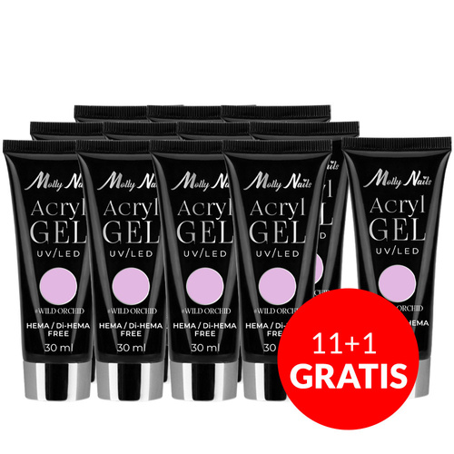 11+1 free Polygel acrylic gel for extension AcrylGel Molly Nails HEMA/Di-HEMA Free Wild Orchid 30 ml