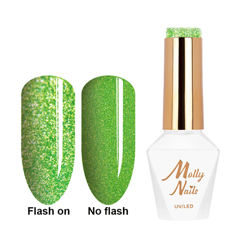 5+1 free Molly Nails Flashing Lights Neon Evergreen HEMA/Di-HEMA Free hybrid nail polish 8g No. 647