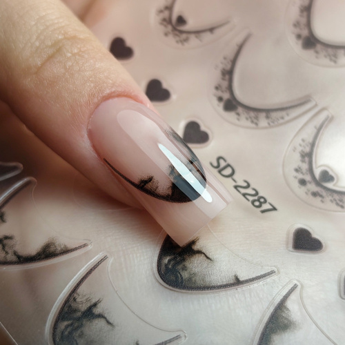 Self-adhesive nail stickers 5D/French/French smile line 20 pcs black SD-2287