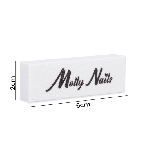 Mini-polisseuse double face Buffer 180/240 MollyNails, blanche, lot de 15 pièces