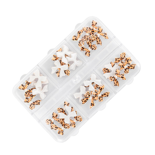 Boîte de décorations en forme de nœuds 3D Molly Nails, motif léopard, 45 pièces
