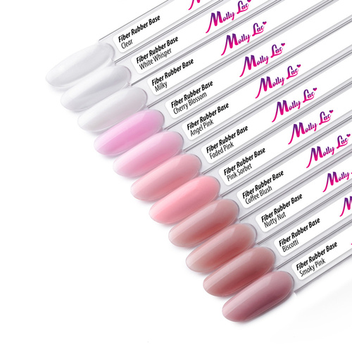 10+1gratis Baza kauczukowa z włóknami 2w1 Fiber Rubber Base MollyLac White Whisper HEMA/Di-HEMA Free 10g