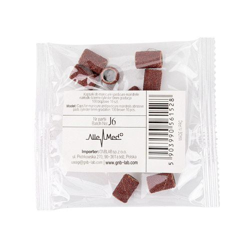 Cappucci per manicure e pedicure, mandrini, inserti abrasivi, cilindro da 6 mm, grana 100, marroni, 10 pezzi