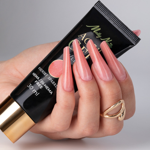 Akrylożel Polygel żel budujący do przedłużania AcrylGel Molly Nails HEMA/Di-HEMA Free Sunset Sparkle 30 ml