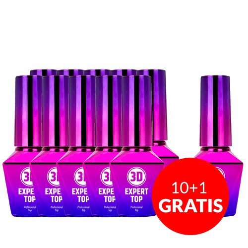 10+1 free Top 3d Expert MollyLac top coat for hybrid nail polish with wash Clear 10g