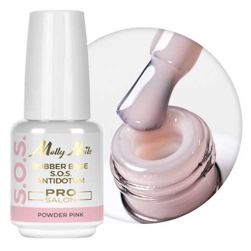 Base de caucho para uñas flexibles, manicura y pedicura, para decoraciones S.O.S. Antidotum Pro Salon MollyNails Powder Pink 15 g