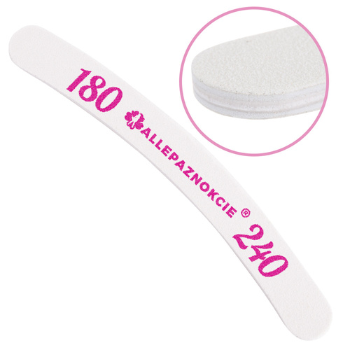 Lima de uñas Paquete seguro Allepaznokcie banana blanca grano 180/240 CU-10 Alta calidad