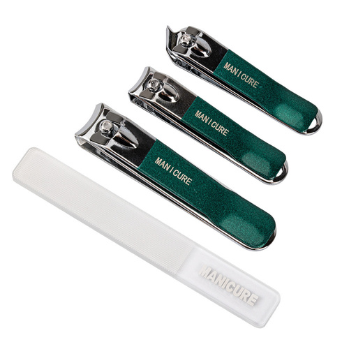Lot de 4 accessoires de beauté pour manucure et pédicure, vert foncé