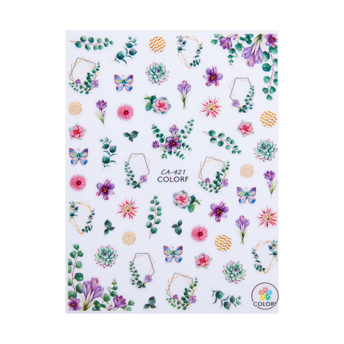 Dünne selbstklebende Nagelsticker mit Blumenmotiv CA-421