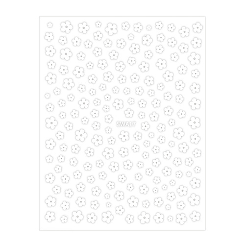 Autocollants pour ongles fins, fleurs, SWA17, blancs