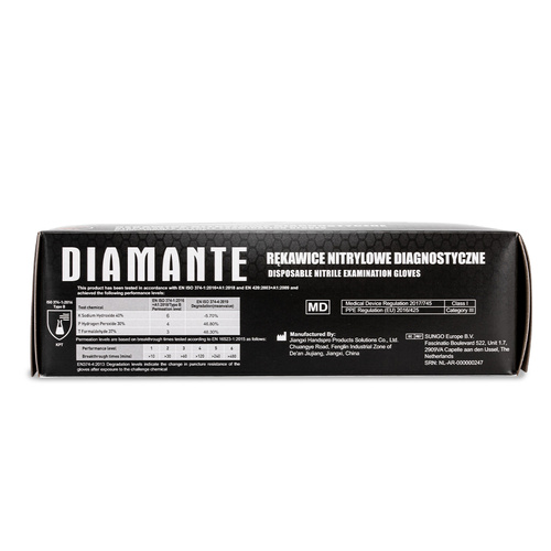Guantes desechables de nitrilo para diagnóstico y protección Diamante, talla M, negros, 100 unidades