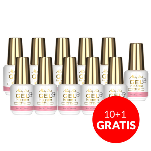 10 + 1 gratis: Aufbau-Gel in der Flasche mit Pinsel „Gel in Bottle“ von Molly Nails Pro Salon, Faded Pink, HEMA/Di-HEMA-frei, 15 g