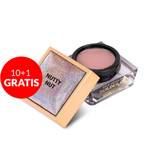 10 + 1 gratis. Gel de construcción autonivelante, duro y de densidad media, «Molly Nails Nutty Nut», sin HEMA ni Di-HEMA, 15 g