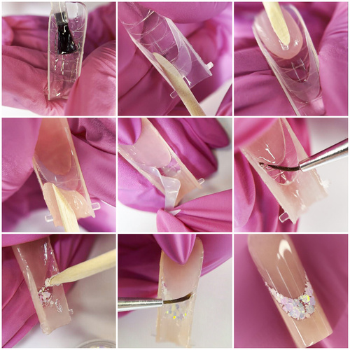 Combo de moldes de silicona de doble forma para manicura francesa «smile line», 12 unidades