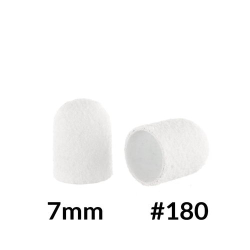 Pedicure caps 7 mm, 180 grit, 10 pcs Fabric Podo AlleMed White
