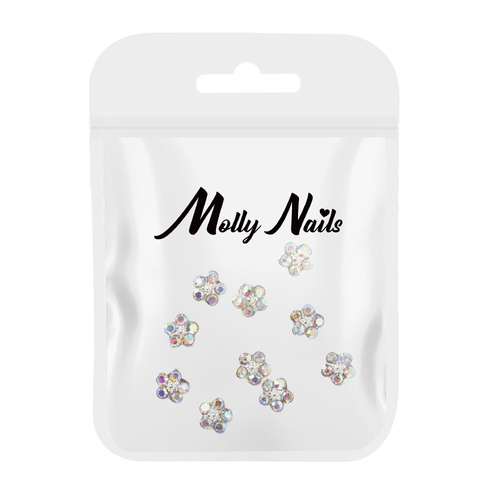 Décorations pour ongles : fleurs 3D Molly Nails K1124, lot de 10