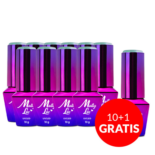 10 + 1 gratis: MollyLac Hybridlack „Mermaid Whispers Green Sea of Sin“, 10 g, Nr. 591