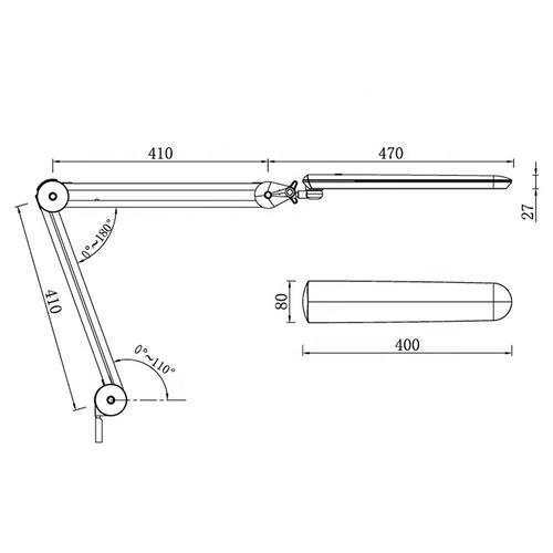 Lampada da tavolo da officina a LED da 14 W, a risparmio energetico, senza ombre, bianca, n. 9502