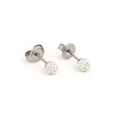 Studex System 75 Ball Earrings with Crystals, 4.5 mm, Silver 7522-0304