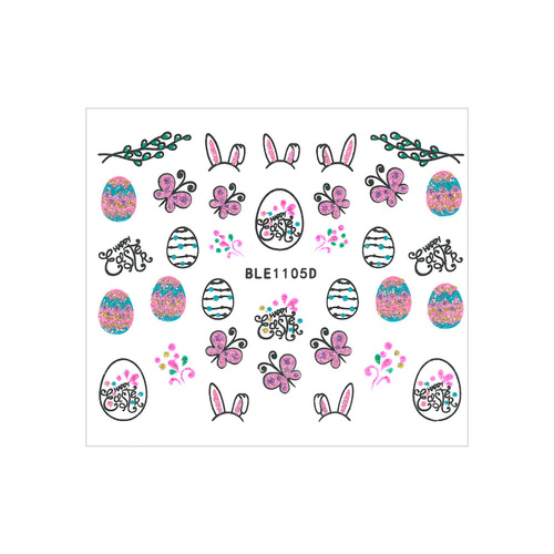 Selbstklebende 3D-Nagelaufkleber mit Glitzer für Ostern  BLE 1105D