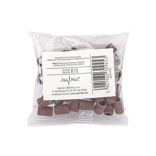 Cappucci per manicure e pedicure, mandrini, inserti abrasivi, cilindro da 6 mm, grana 120, AlleMed, marroni, 50 pezzi