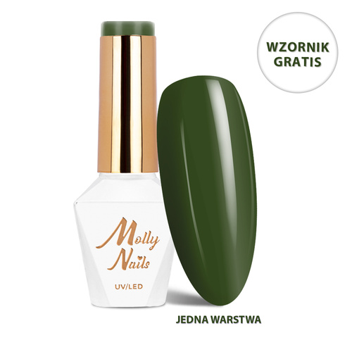 Lakier hybrydowy LED/UV Gel Polish The Trend Edit Nr 304 Evergreen MollyNails HEMA/Di-HEMA Free 8g+ Wzornik Greens GRATIS