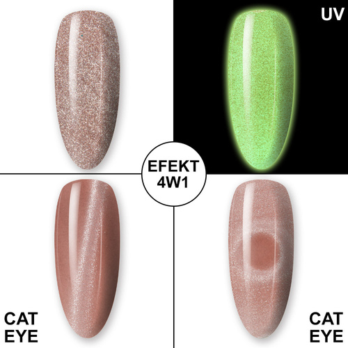 Lakier hybrydowy świecący w ciemności kocie oko MollyLac Night Glowing Suede HEMA/Di-HEMA Free 10g Nr 670