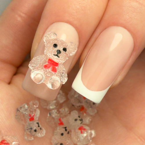 3D teddy bear nail decorations No. 3, 20 pcs