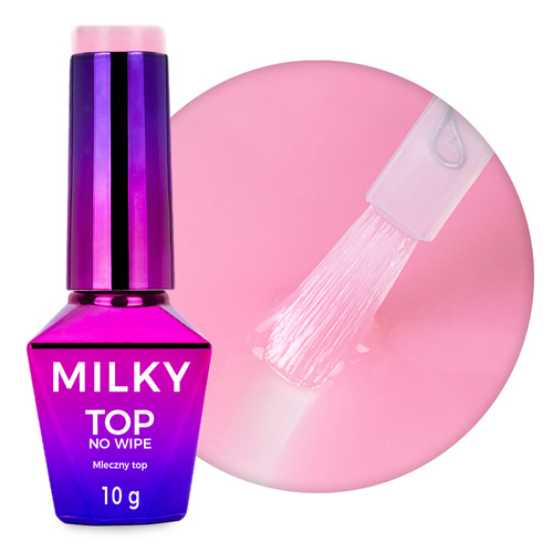 Top Milky MollyNails, finitura lattiginosa, no wipe, senza risciacquo, Milky Pink, senza HEMA/Di-HEMA, 10 g