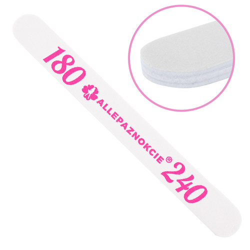 Pilnik do paznokci Bezpieczny Pakiet Allepaznokcie prosty biały środek 180/240 CU-12 High Quality