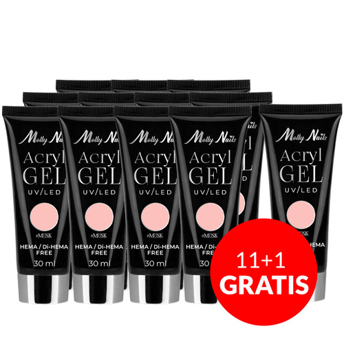 11+1 free Polygel acrylic gel for extension AcrylGel Molly Nails HEMA/Di-HEMA Free Musk 30 ml